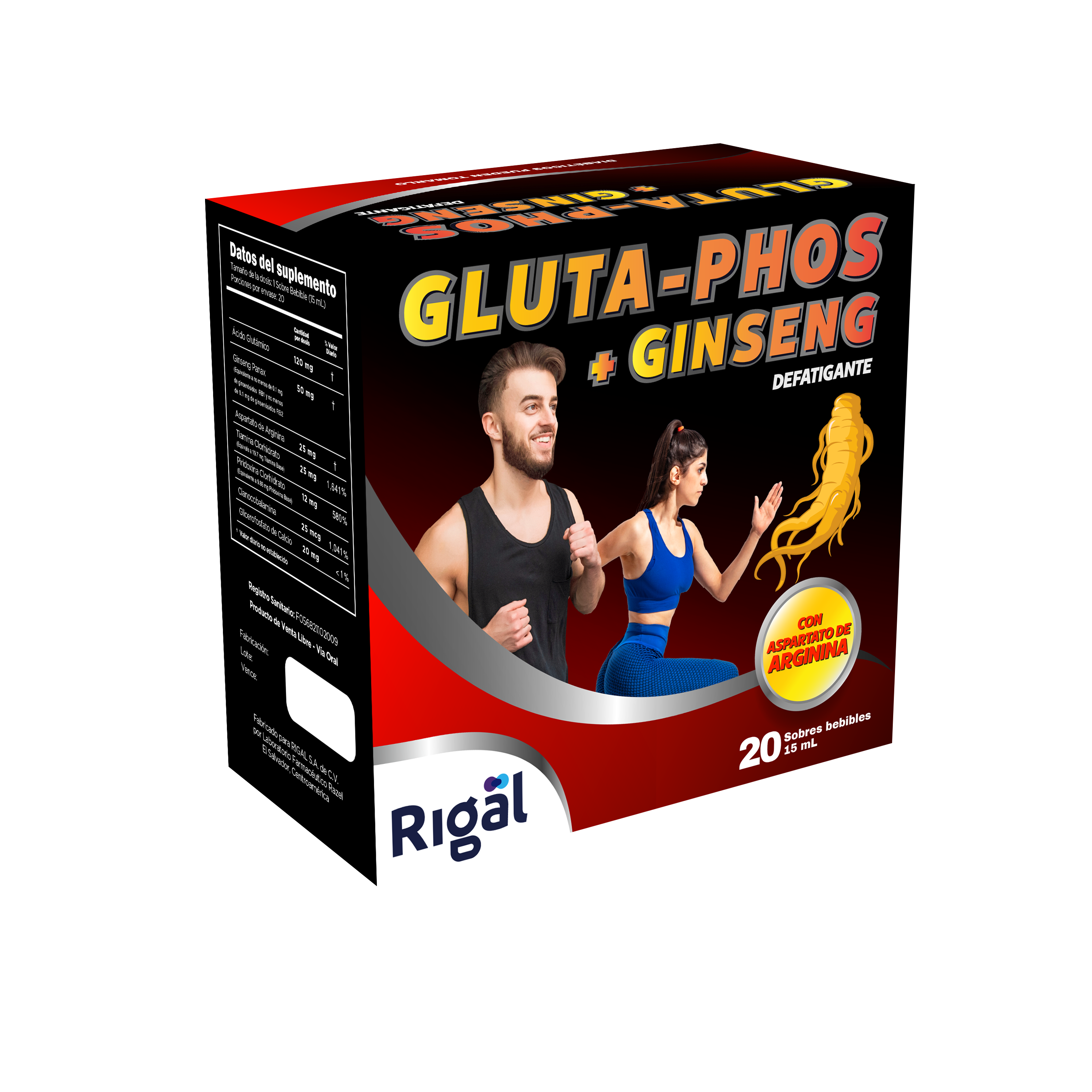 Gluta Phos + Ginseng 20 Sobres 20 Sobres Bebibles 15 mL